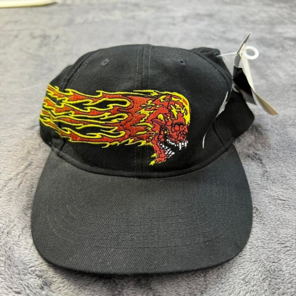 Vintage Metallica Hat Mens One Size Black Embroidered Flame Skull